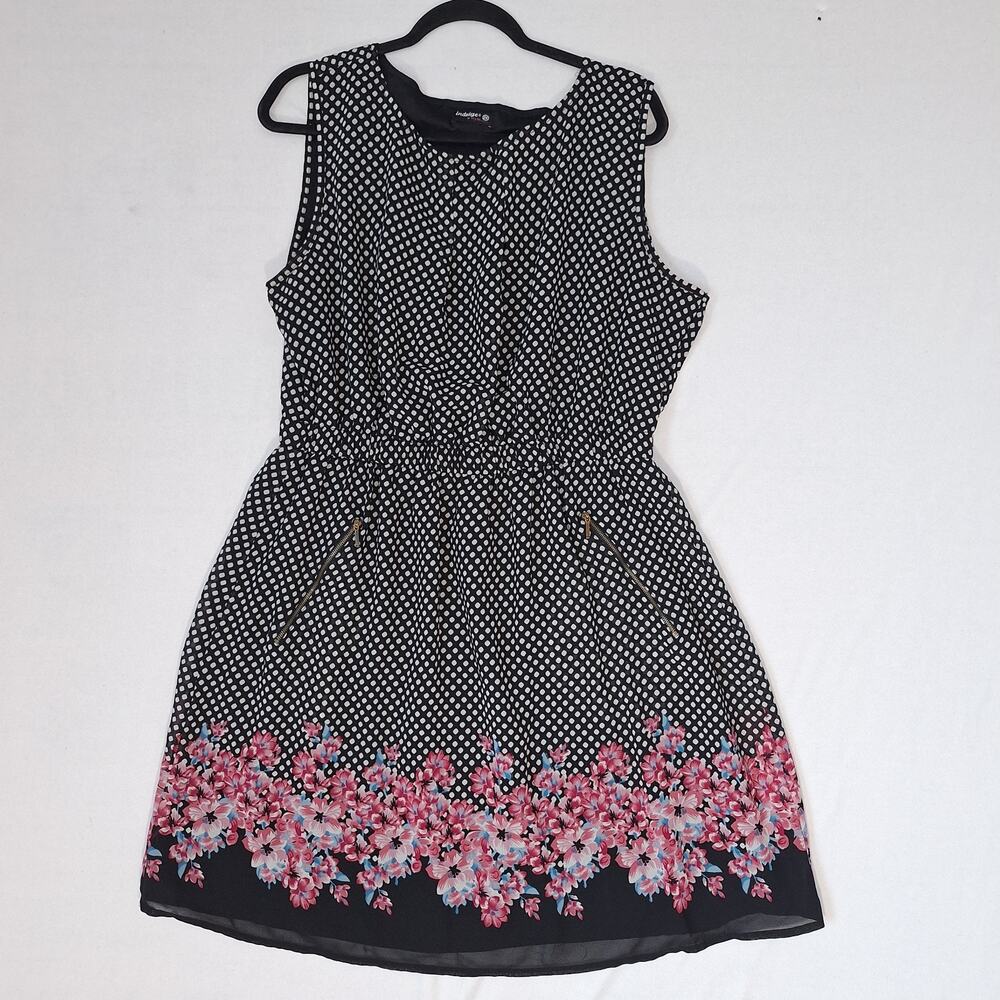 Indulge InStyle Plus Sz 2X Dress Black White Pink Floral Geometric Summer Dress